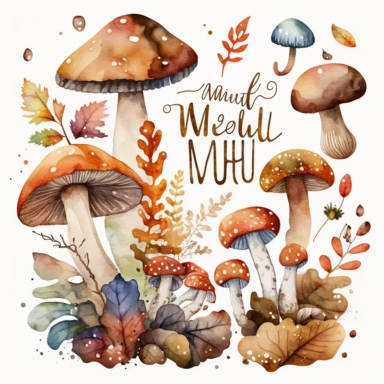watercolor wild mushroom clipart