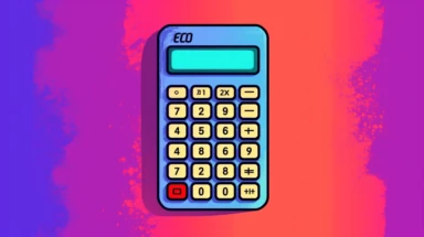 colorful clip art image of a calculator displaying a lower number, symbolizing reduced costs