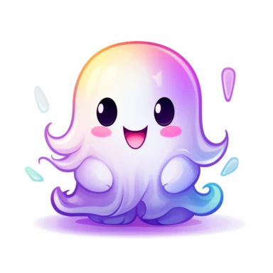 Kawaii Ghost Clipart Rainbow Halloween clipart. white background