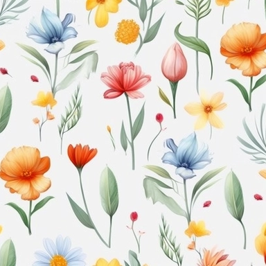 flowers, Watercolor, vector, white background, clipart, Seamless patterns, repeating patterns design, flat illustration,outlined , Vector, 4K, Art station, digital print, highly detailed clean, A detailed illustration a field,3D vector art, cute and quirky, fantasy art, watercolor effect, bokeh, Adobe Illustrator, hand-drawn, digital painting, low-poly, soft lighting, bird's-eye view, isometric style, retro aesthetic, focused on the character, 4K resolution,vector image, photorealistic masterpie