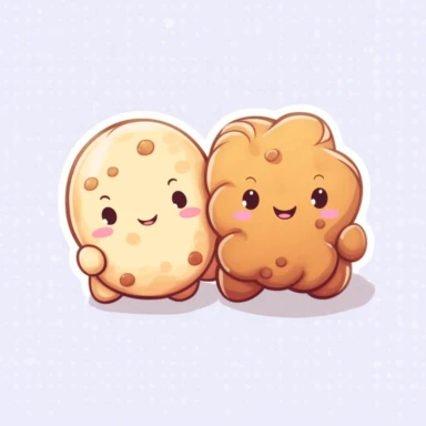 two cute kawaii cookies, clipart, white background, couple
