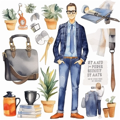 water color clipart Dad watercolor clipart, father's day for happy planner, daddy illustration, gift idea, Gentleman Clipart, super dad, teacher male figure png , seperate diagram , isolated with white background, high details, water colour style