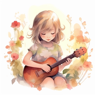 taylor swift, folk art, watercolor, clipart elements, kawaii, white background