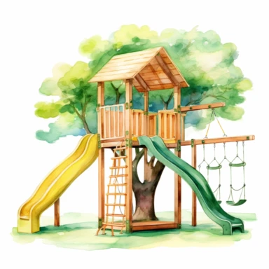 Watercolor Playground Clipart - Jungle Gym Download - Instant Download - Elementary School - Swing Set - Slide - Tree House - Kid's Play Watercolor Clipart vector watercolor clipart minimalist bright colors isolated with white background no shadow 8k