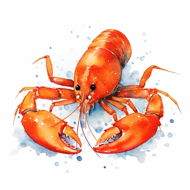 watercolor baby crawfish swimming clipart, white background