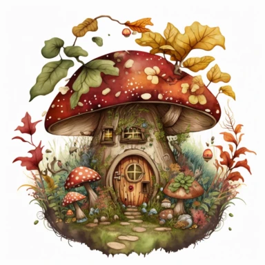 magical mushroom clipart, natural, earth, gnome home