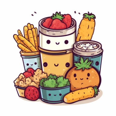 a kawaii meal clipart, white background