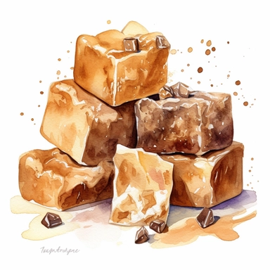 Fudge sharp illustration clipart, watercolor art, insane detail, white background
