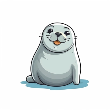 friendly cartoon seal modern clipart vector, white background, no outline