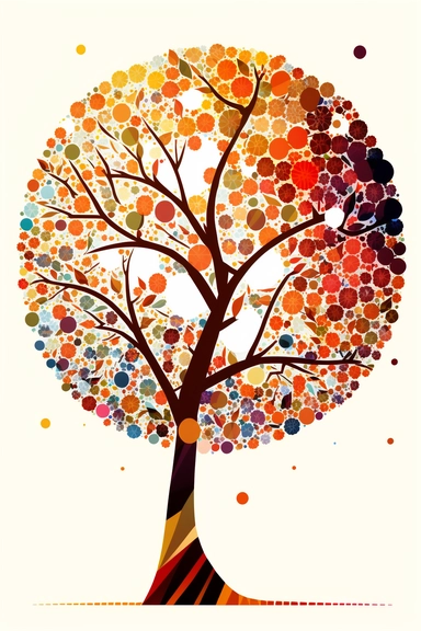 free spring tree clipart clipart images, in the style of vibrant mosaic, orange and maroon, abstract minimalistic compositions, abstract form, shaped canvas, folk art-inspired, white background, simplistic vector art