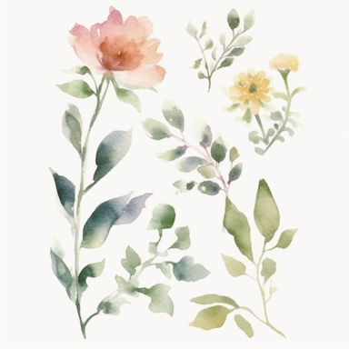 variations, in the style of watercolor painting, white background, etsy clipart, marriage flower clipart