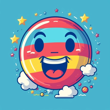 isolated flat clipart on a white background of a cute Fourth of July themed happy cartoon face bubble gum throwing up a rainbow with stars on a blue background and red horizontal stripes tshirt design graphic, in the style of daniel f. gerhartz, transcendent, nikon d850, art of burma, captures the essence of nature, in the style of organic forms and patterns, expansive skies, hyper-detailed illustrations, i can't believe how beautiful this is, lively colors