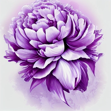 beautiful purple peony flower romantic, shabby chic, ethereal, clipart style