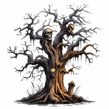 Spooky Tree Halloween Clipart on a white background