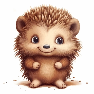 happy cute baby hedgehog, hand draw Illustration clipart, 4K, extremely detailed Sublimation Clipart,Cartoon,hyper realistic, intricate detail, illustration style,high solution,on the white background