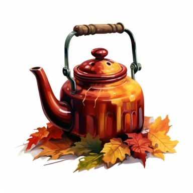 a single clipart image png graphic of a Realistic Painting Clipart Season Autumn Fall Kettle PNG Illustration