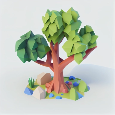 tree clipart, community concept , game style , white background, 3D, plastic material render, high resolution, 8k illustration, vector , flat, minimalist, cute, elegant, simple, concept, design , high res , 8k, detail