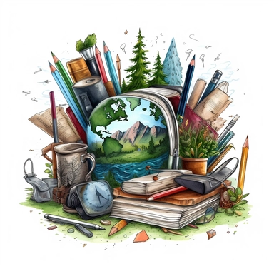 stationery, books, notebooks, pencils, backpacks, folders, globes, computers, and many more, illustrations, clipart, meticulously hand-illustrated, bringing the beauty of nature, white background