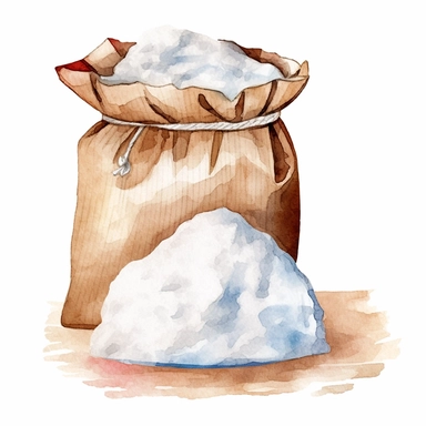 create a hand drawn watercolor clipart of a flour sack, white background, 4k