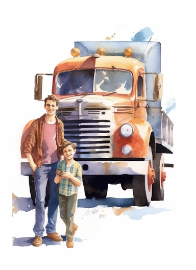 Truck driver Father's Day Clipart Watercolor