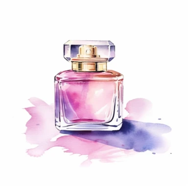 dior nail polish, in the style of watercolor illustrations, pink and gold, soft lilac, serenity and harmony, various stroke techniques, on white background, clipart