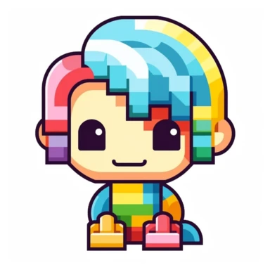 cute clipart icon of lego like toys, colorful, rainbow, kawaii, anime style, in white background, soft color blending, rounded