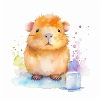 watercolor adorable kawaii baby capybara character kawaii, isolated, kawaii,digital art,detailed, concept,art,8k,hd,on white background,clipart