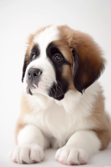Baby Saint Bernard dog, real photo, cute, ClipArt for nursery, white background