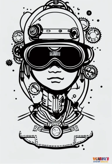 thick lines, 1 medium detailed white drawing, 1 , 1bit, 1 tired steampunk soldier white sticker art, 1 color by numbers, 1 white coloring page for adults, 1 , white printable outlined artwork, 1 white coloring book page, 1, line art, 1 white backdrop, crisp lines, vector image, svg style, clipart style,