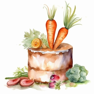 Watercolor Carrot Clipart - digital png carrots, rabbits and cake graphics, single element