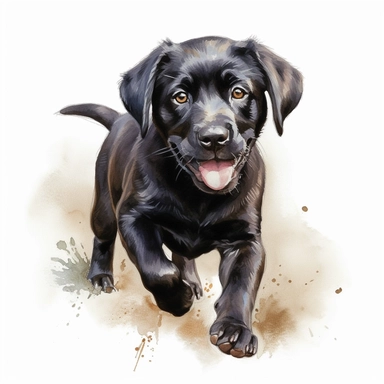 Black labrador puppy clipart, Cute puppy labrador ljumping up smiling, happy chubby puppy, ultra-detailed, sharp image, realistic pet image, Watercolor labrador dog, isolated on the white background, hd