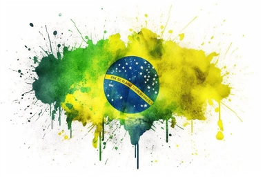 Watercolor, Brazil Country Flag, clipart, hd, on a white background, spaced out
