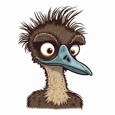 cartoon of mutt mixed ostrich, cute, funny, clipart style, vector style, white background