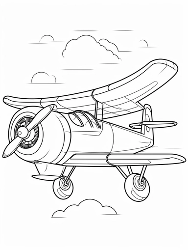 light airplane coloring book line art, coloring page line art, black clipart for coloring page, simple and clean line art, illustration style,