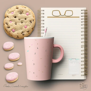 cookie clipart, to do list clipart, planner clipart, stationary, coffee cup, pink and white, c20, no words or letters, no numbers, V5