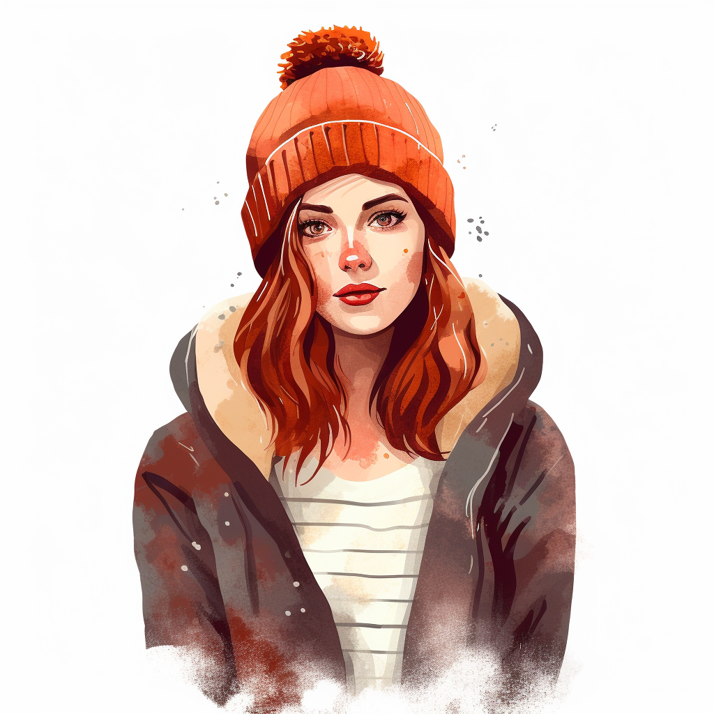 woman wearing oversized sweatshirt and beanie hat clipart - Clip Art ...