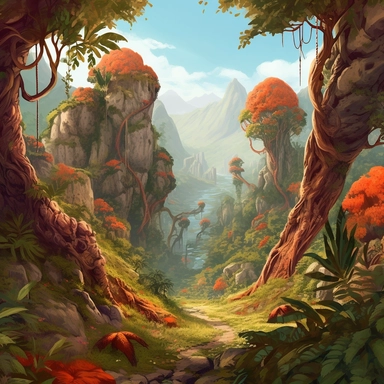 realistic clipart of enchanted elven landscape, digital painting