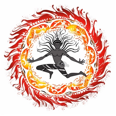clipart of Shiva Nataraj, cosmic dance, symbolizing the cycle of creation and destruction, etsy-featured seller, hand-drawn, clean white background