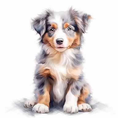 kawai cute dog australian shepherd on white background, pastel color, clipart, delightful color, seperated element, 32k,--v 5.1