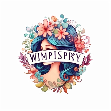 a vector logo design with text for a company called Whimsy Whisper, flowers, cute clipart supplier, watercolor , white background, adobe illustrator, watermark, 3d vector art, digital printing, 4k resolution