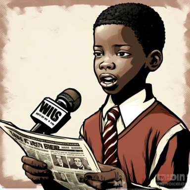 clipart of modern black teenage student anchorman covering a breaking news story
