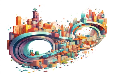 a close up of a infinite loop highway on a white background, james gilleard and james jean, escher, trending on artisation, connectedness, scutoid, mit technology review, by Sam Spratt, dan mcpharlin : : ornate, wormholes, tetris, monolithic, stylized stl, clipart icon, simple 4 colors from gray to metalic blue, vector-based, sharp border, plane color and very define, high quality, digital art, 8k resolution, masterpiece, congruent, amazing, incredible, awe-inspiring, mind-blowing, masterful, in