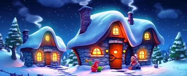 the clipart is on the chimney on a snowy Christmas, in the style of 32k uhd, vibrant pop surrealism, color gradients, ps1 graphics, skillful lighting, humorous animal scenes, black and white mastery