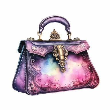 Watercolour Magic Mystical realistic victorian vintage fashion handbag clipart , dreamu clipart,trippy, white background