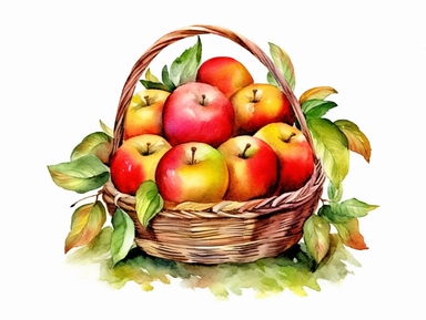 Clipart Vintage Aquarell Apples in basket