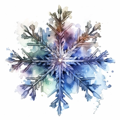 HIGHLY DETAILED HIGHLY INTRACATE WATERCOLOR CLIPART ILLUSTRATION OF A SINGLE BEAUTIFUL SNOWFLAKE DO NOT MAKE A SATURATED IMAGE