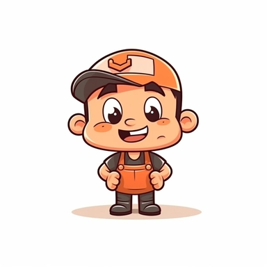 happy cute Mechanic face, cartoon, clipart, mascot, isolated on white background