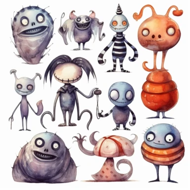 watercolor nightmare before christmas characters clipart
