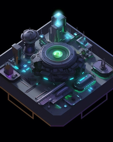 isometric perspective, game sprite, futuristic landing pad, gaming asset, sci-fi, fun, creative, cartoon, clipart, hyper-detailed, black background,