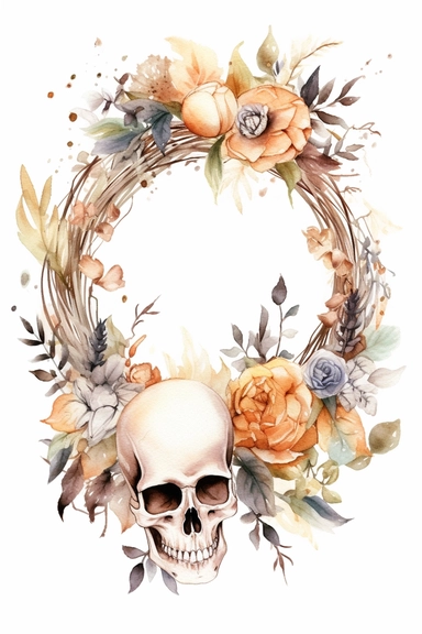 Halloween clipart, grave Delicate watercolor illustration, White background, Cozy, clear picture, 8k, hd, isolatee on a white background, wreath, a frame Clip Art